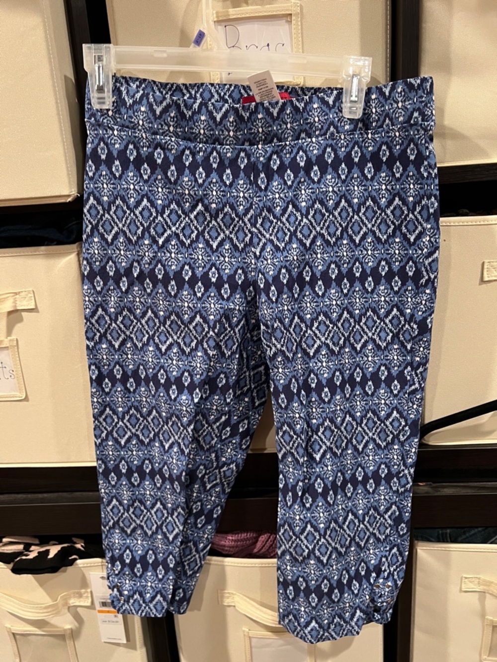 Blue Patterned Capris - Women's Stretch Pull-On Pants